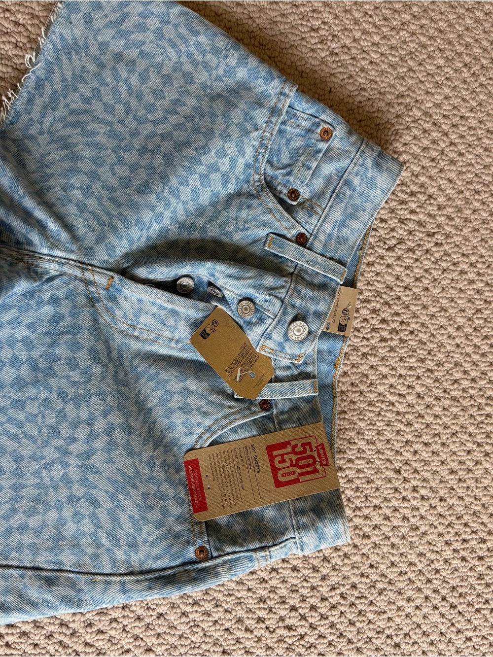 Levi's Light Blue Checkered Shorts